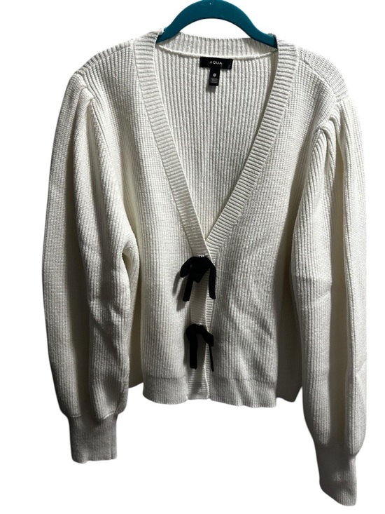 Aqua Sweaters - Aqua Cream Ribbed Sweater Cardigan with Black Ties size XXL